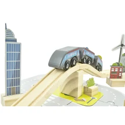 Circuit train en bois 3 wagons magnétiques