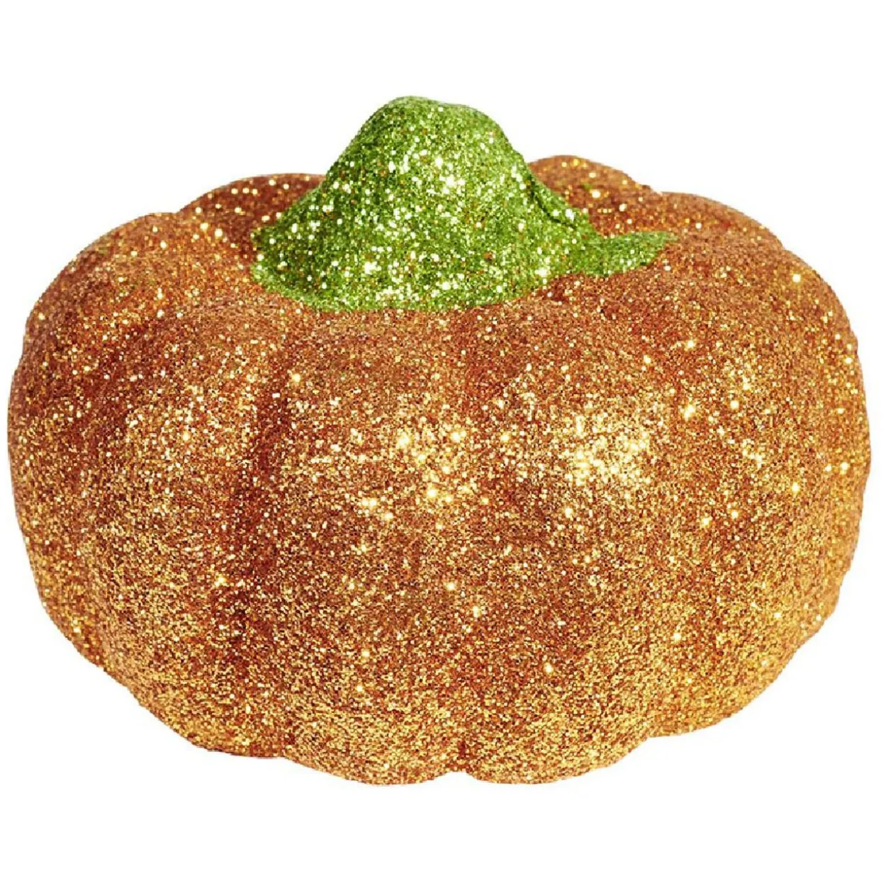 Citrouille pailletée orange et vert Halloween x4
