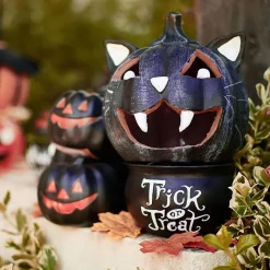 Citrouille tête de chat led couleur changeante décoration Halloween