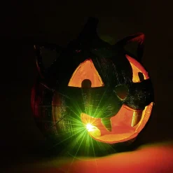 Citrouille tête de chat led couleur changeante décoration Halloween