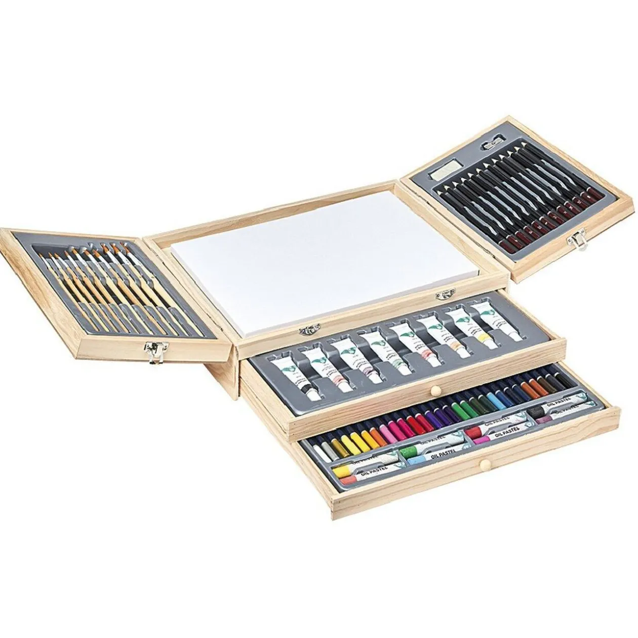Coffret à peinture en bois 83 pièces