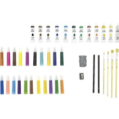 Coffret artiste en bois dessin et peinture 174 pièces