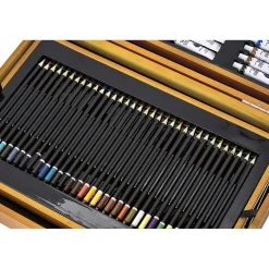 Coffret artiste en bois dessin et peinture 174 pièces