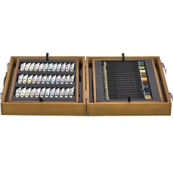 Coffret artiste en bois dessin et peinture 174 pièces