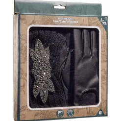 Coffret bandeau et gants noirs assortis