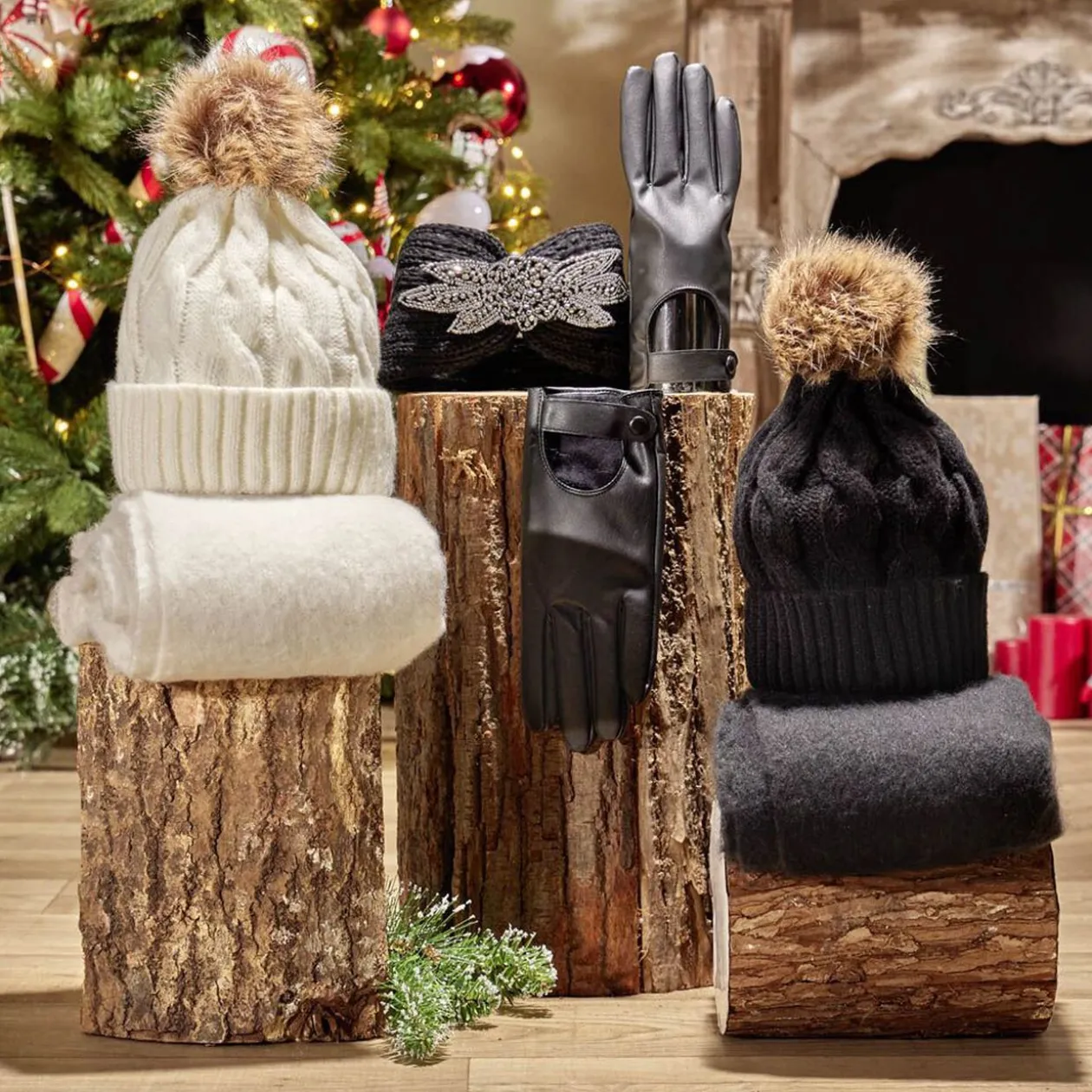 Coffret bandeau et gants noirs assortis