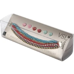 Coffret bracelet chaîne + 3 paires de boucles d'oreilles