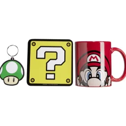 Coffret cadeau Nintendo Super Mario mug sous-verre porte-clé 3pcs