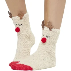 Coffret chaussettes de Noël cocooning modèle Renne marron rouge