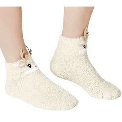 Coffret chaussettes en maille doudou motif Renne beige doré