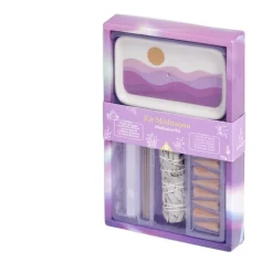 Coffret méditation kit encens/sauge/sélénite