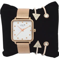 Coffret montre et bracelets femme de 3 pièces en acier