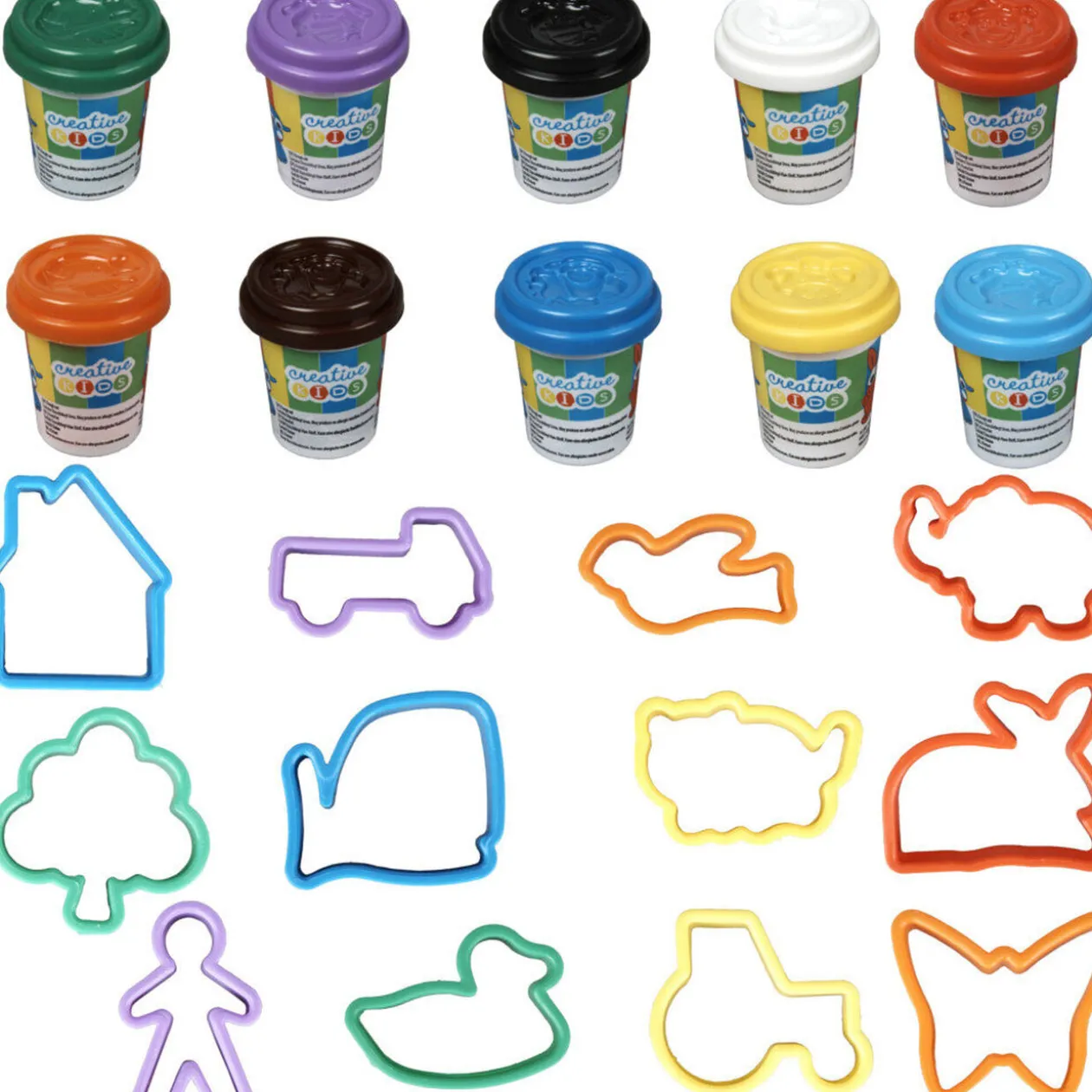 Coffret pâte à modeler avec 12 moules multicolores