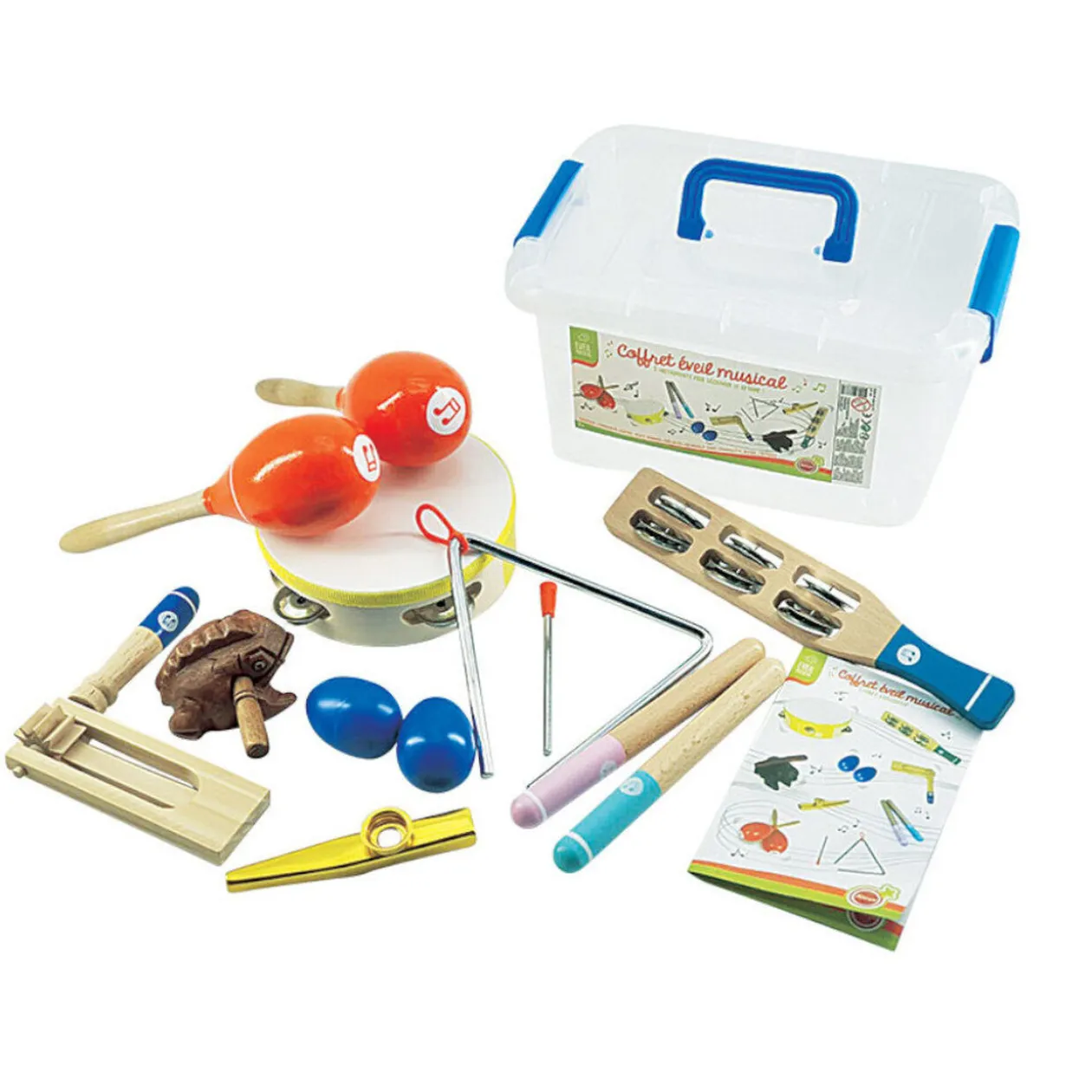 Coffret éveil musical intruments bois x9