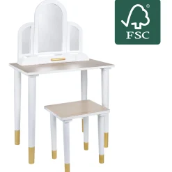 Coiffeuse en bois naturel et blanc