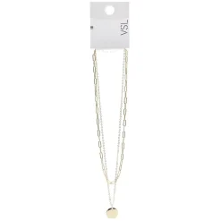 Collier 2 rangs médaillon métal doré 40x8x2