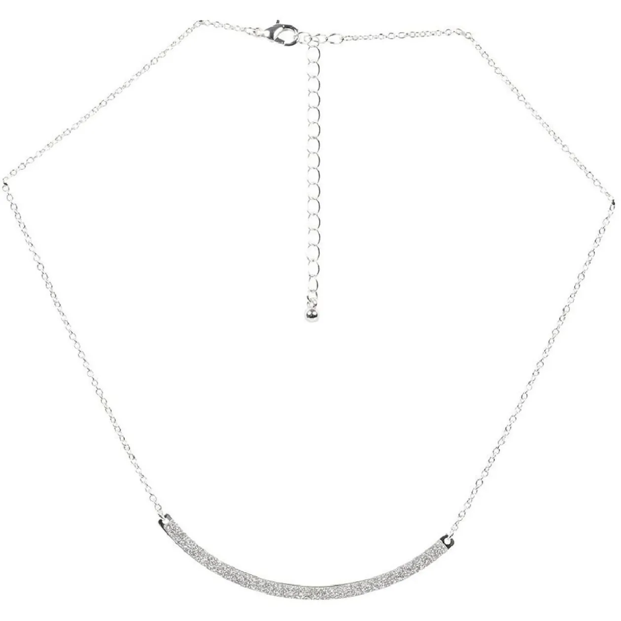 Collier chaîne avec décor argenté pailleté