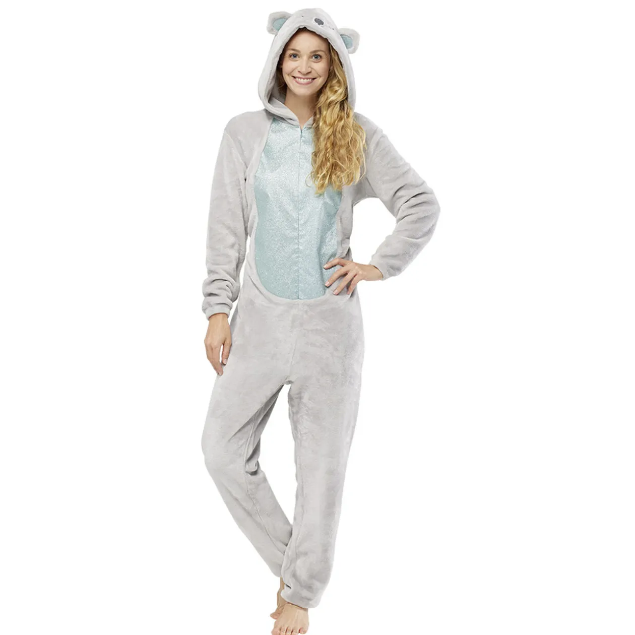 Combinaison pyjama Koala gris et bleu pailleté Taille XS