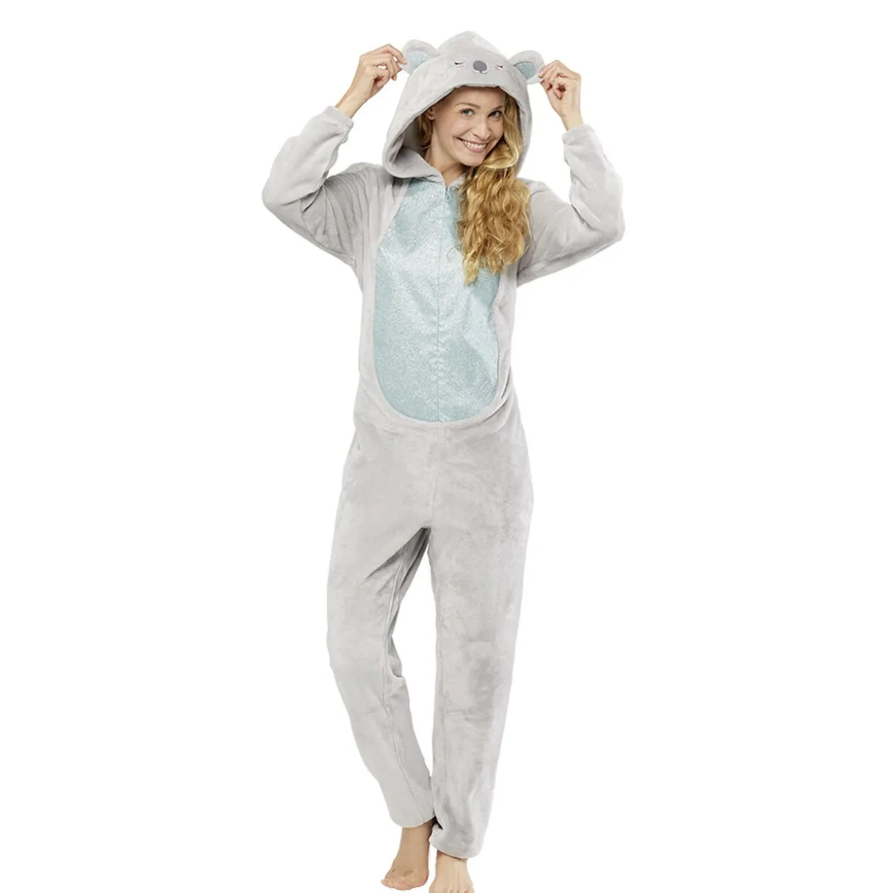 Combinaison pyjama Koala gris et bleu pailleté Taille S