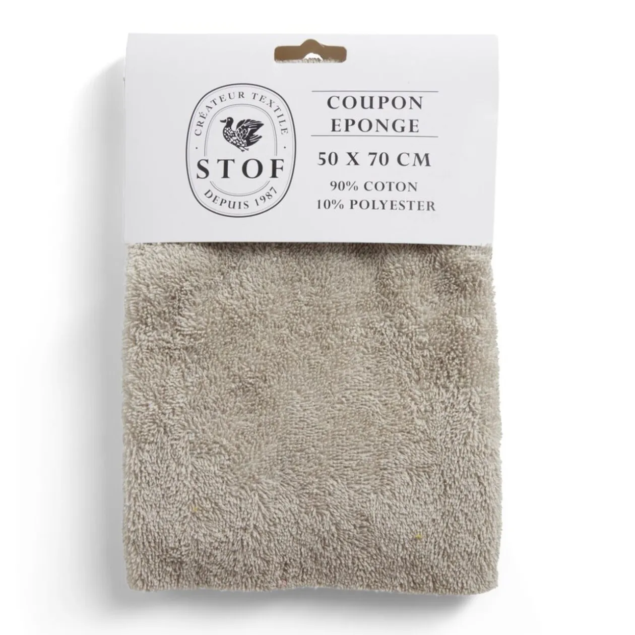 Coupon tissu coton éponge 50x70cm beige