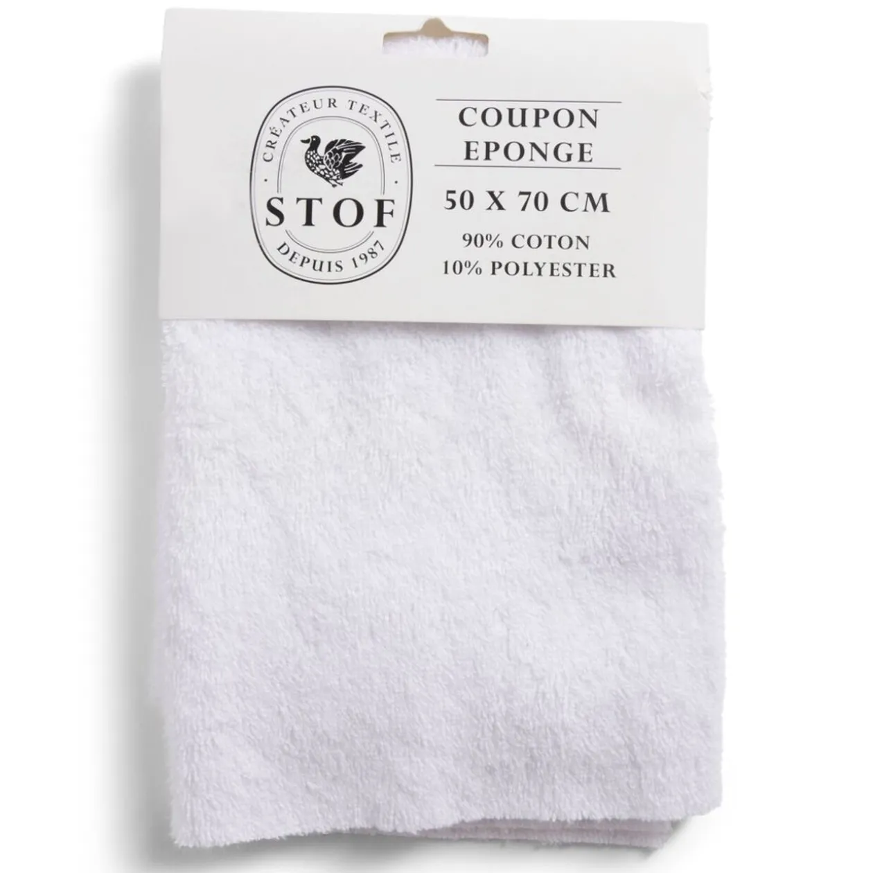 Coupon tissu coton éponge 50x70cm blanc