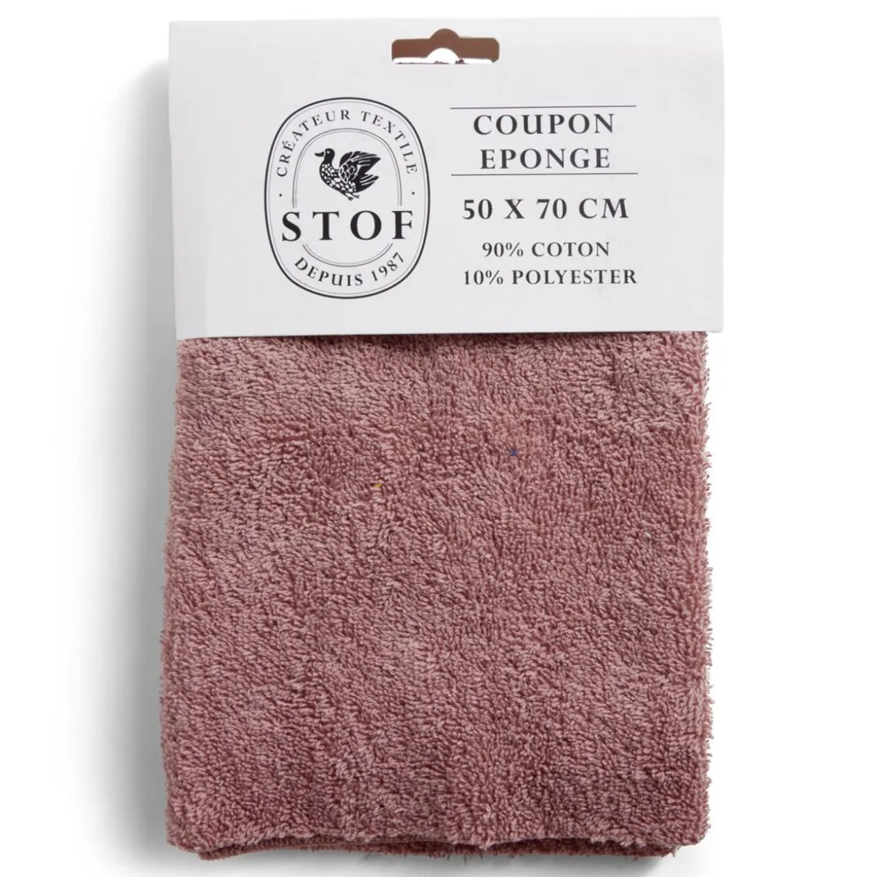 Coupon tissu coton éponge 50x70cm rose