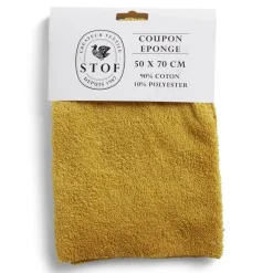 Coupon tissu coton éponge 50x70cm jaune moutarde