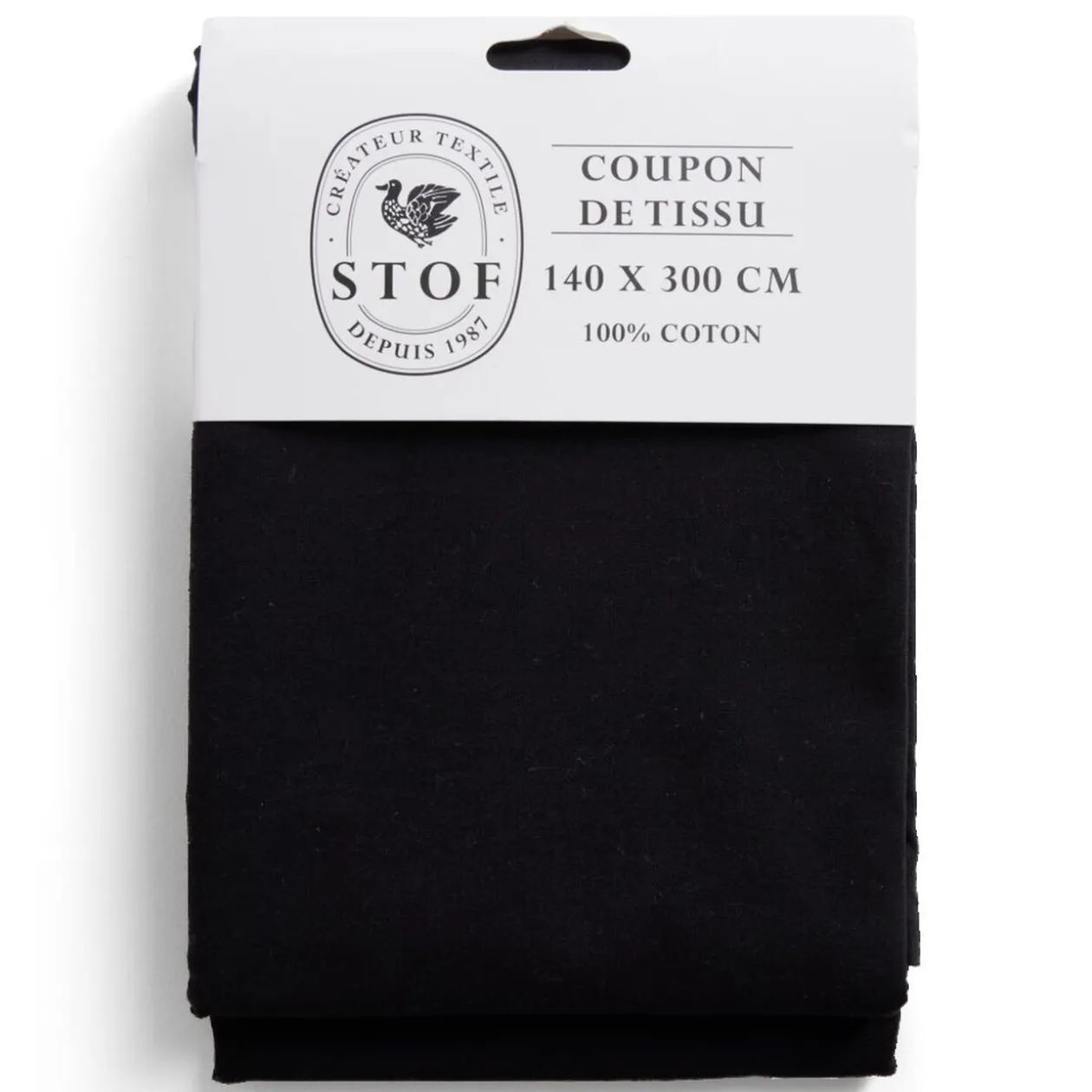 Coupon tissu coton 140x300cm noir