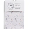 Coupon tissu imprimé coeurs 70x100cm coton blanc