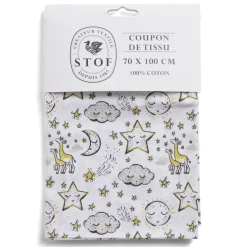 Coupon tissu imprimé Solune 70x100cm coton jaune
