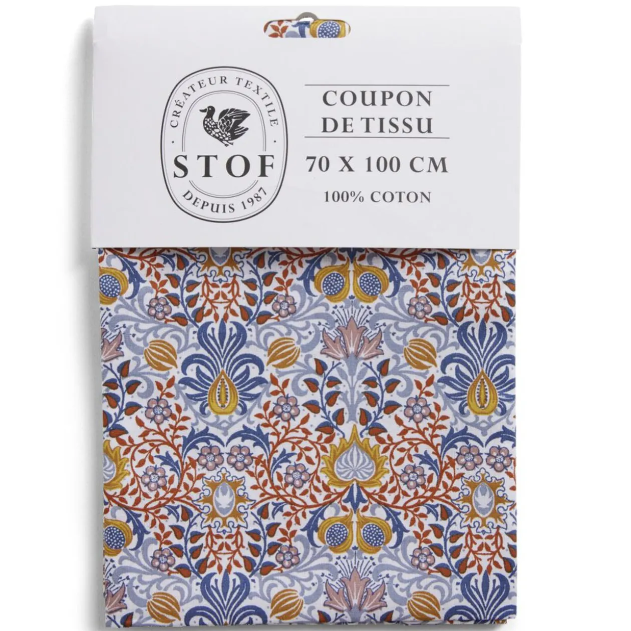 Coupon tissu imprimé Yvette 70x100cm coton rouge