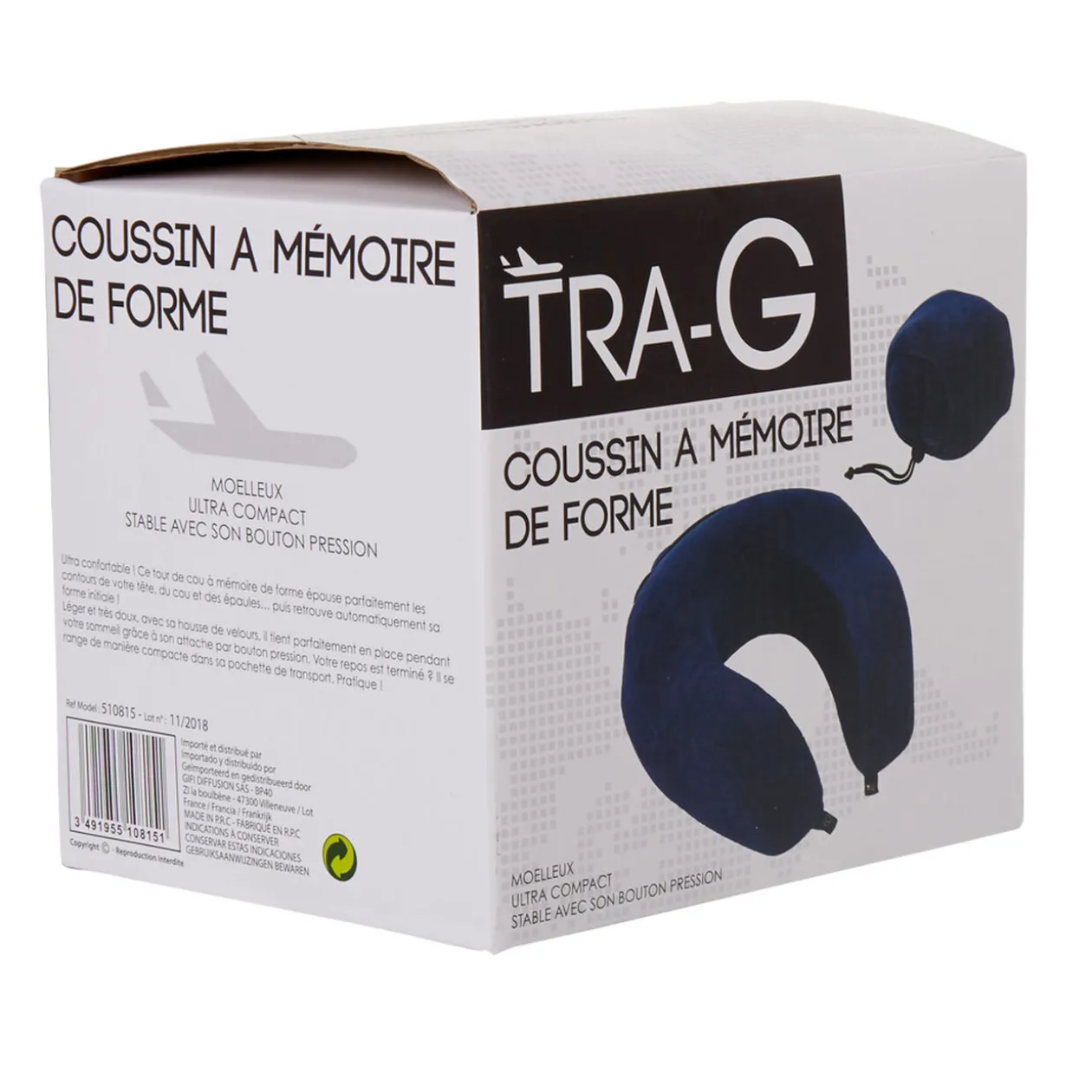 Coussin à mémoire de forme pour le cou bleu marine