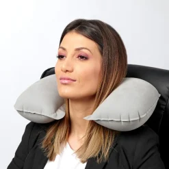 Coussin de voyage gonflable pvc uni gris