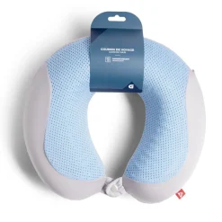 Coussin de voyage rafraîchissant bleu et gris 30x30xH10cm