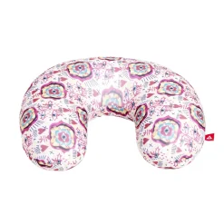 Coussin de voyage yeux coeurs rose 28x28x9cm