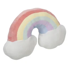 Coussin peluche arc en ciel nuages multicolore