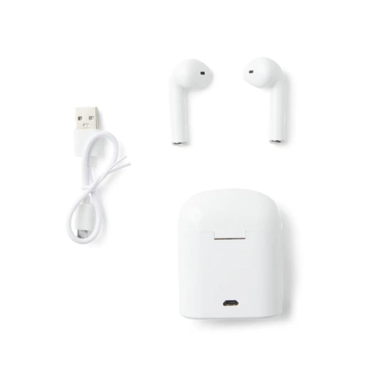 Écouteurs Bluetooth avec étui de charge blanc