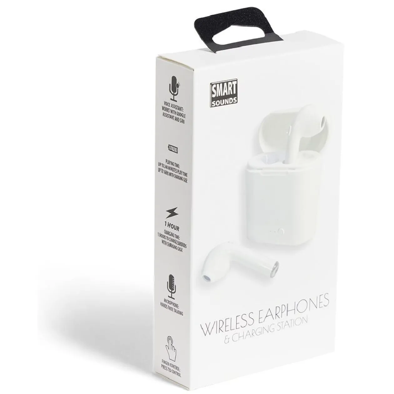 Écouteurs Bluetooth avec étui de charge blanc