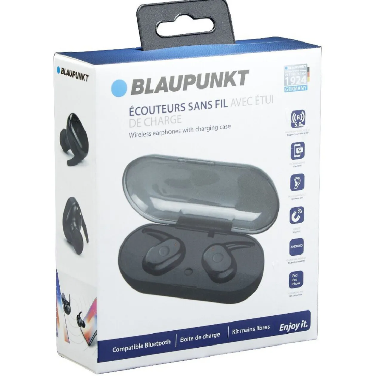 Écouteurs bluetooth sans fil Blaupunkt avec boîte de charge