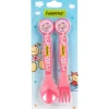 Couvert enfant plastique rose Fulanitos x2
