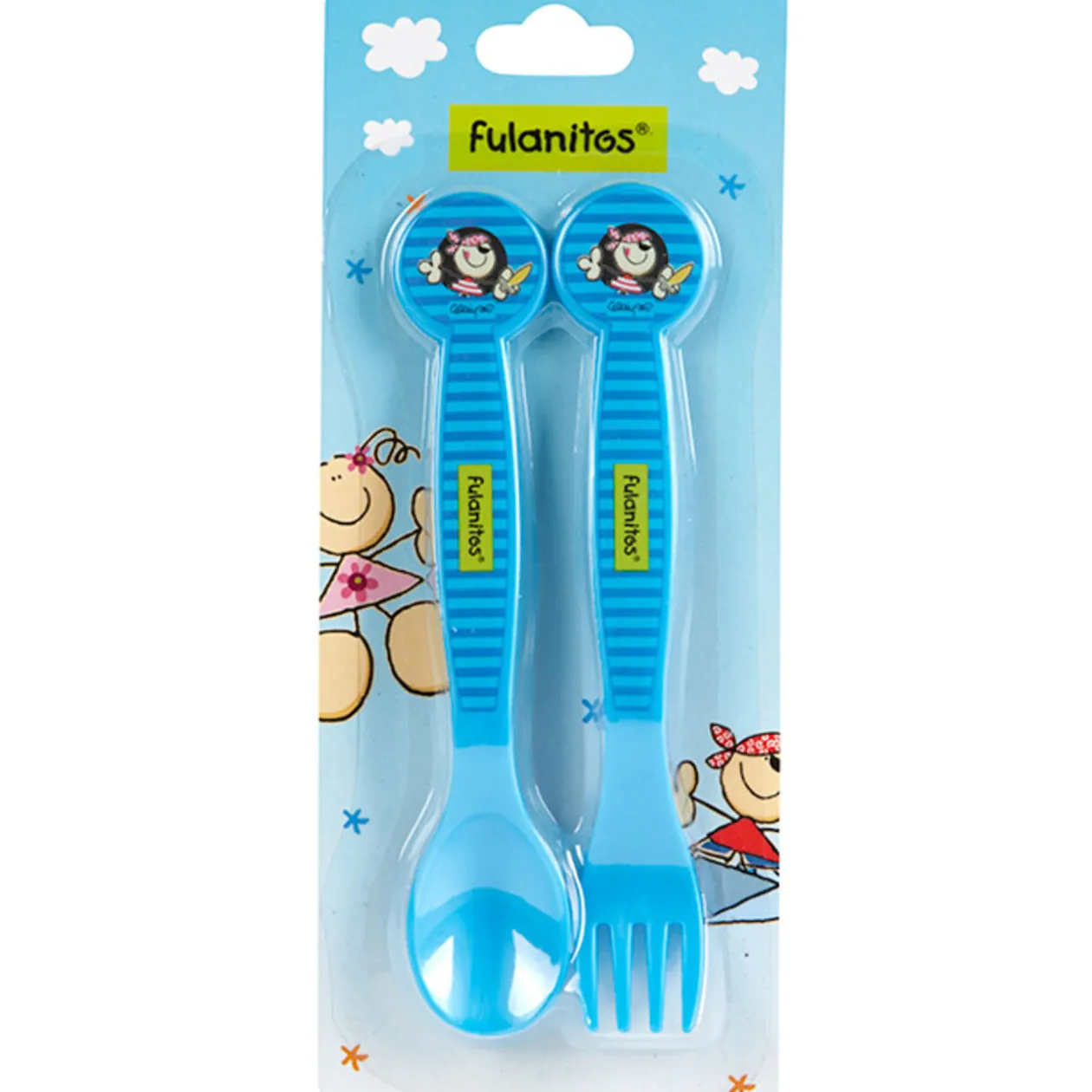 Couvert plastique bleu Fulanitos x2