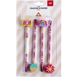 Crayon à papier avec gomme intégrée forme fantaisie L23,5cm x6