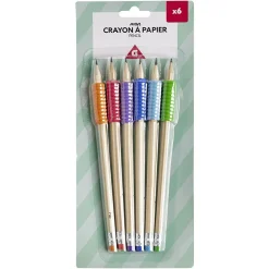 Crayon à papier HB avec grip et gomme x6