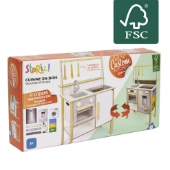 Cuisine enfant à customiser blanche en bois