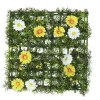 Dalle de gazon artificiel fleurs jaunes oranges et blanches