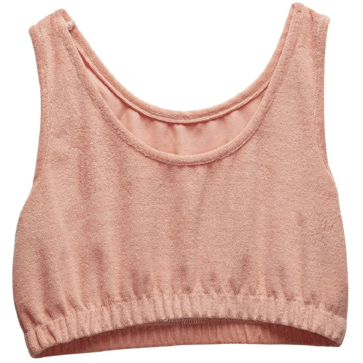 Débardeur crop top Femme tissu éponge rose