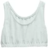 Débardeur crop top Femme tissu éponge gris