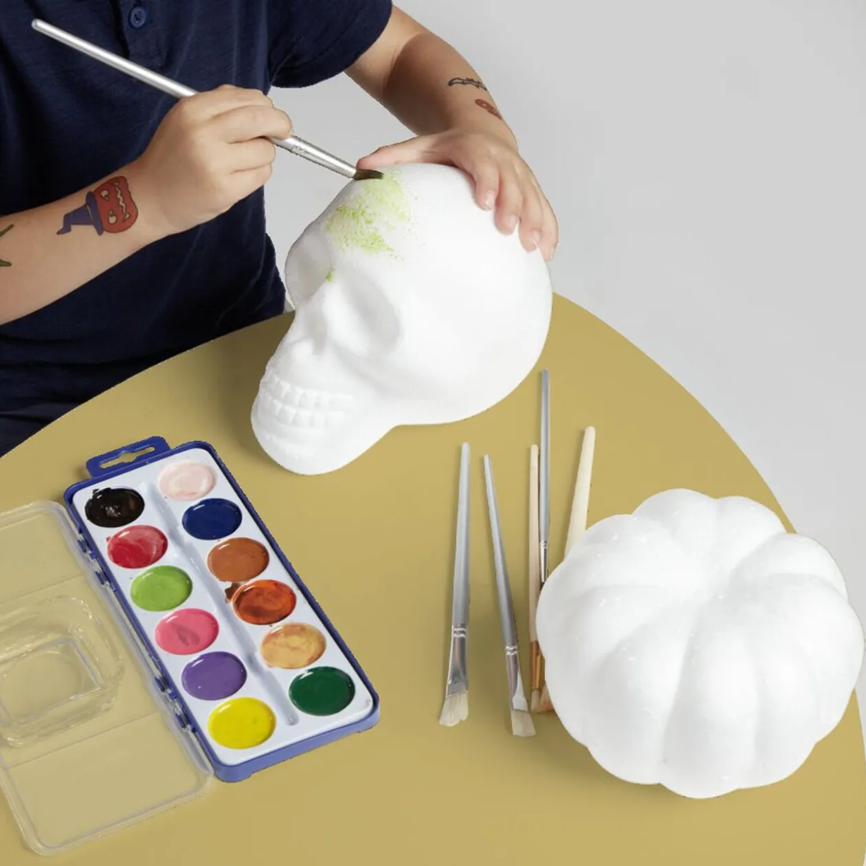 Décoration Halloween à personnaliser tête de mort ou citrouille - 2 modèles