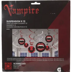 Décoration Halloween à suspendre bouches vampire et chauve souris x12
