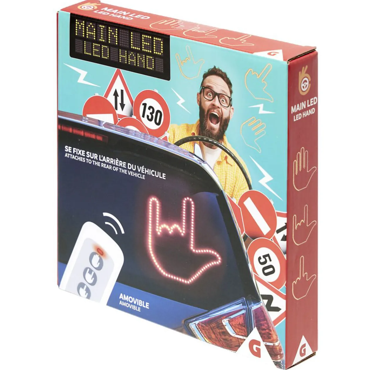 Décoration lumineuse pour arrière voiture main LED 3 positions